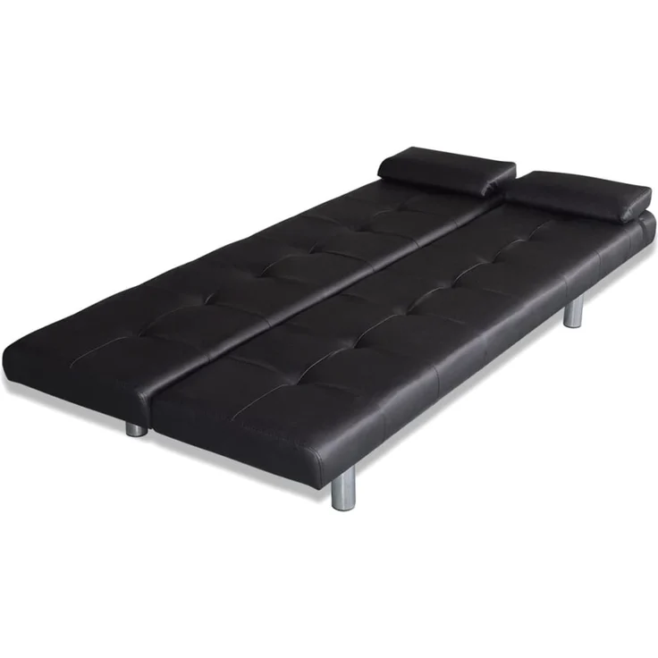 vidaXL Schlafsofa mit zwei Kissen, Kunstleder, Verstellbar, Schwarz, 66 x 77 x 168 cm – Bild 8