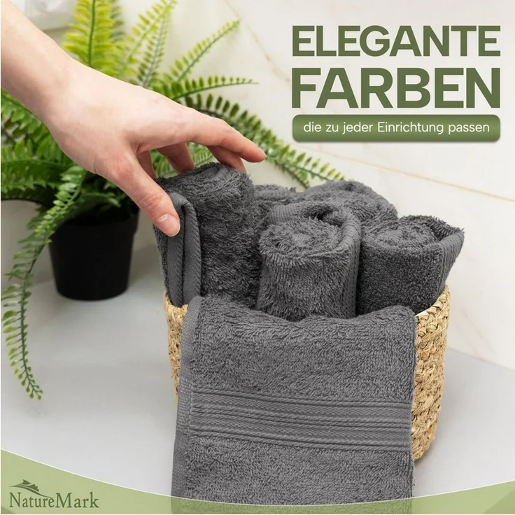 NatureMark Gästehandtuch Gästetuch 500gsm, 100% Baumwolle (12-St), Gästehandtuch Premium Qualität, 30x50 cm, Anthrazit grau – Bild 2
