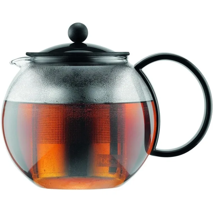 Bodum Assam Teebereiter (French Press System, Permanent EdelstahlfiLiterer), 1,0 Liter Schwarz