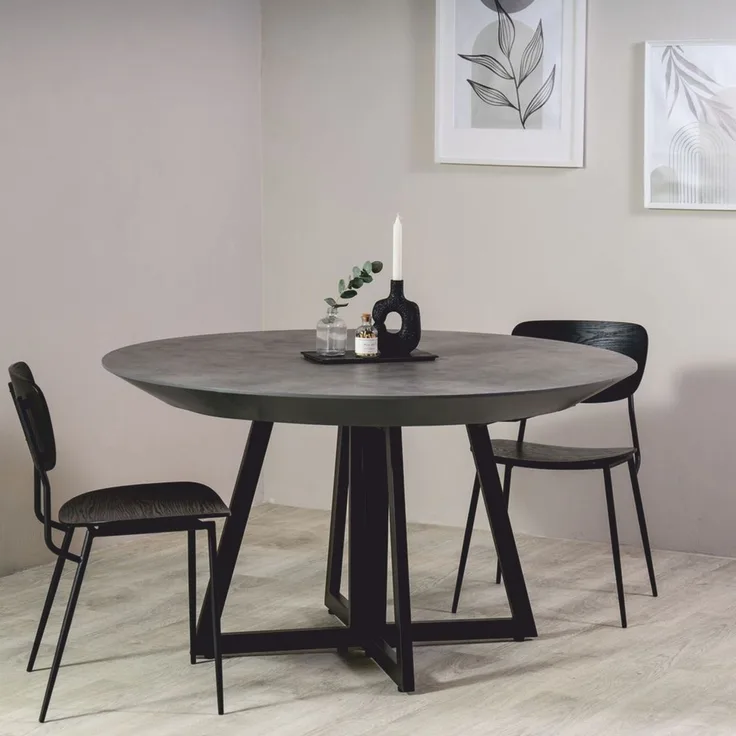 Casa Padrino Esstisch Grau / Schwarz 138-314 cm - Runder Ausziehbarer Küchentisch