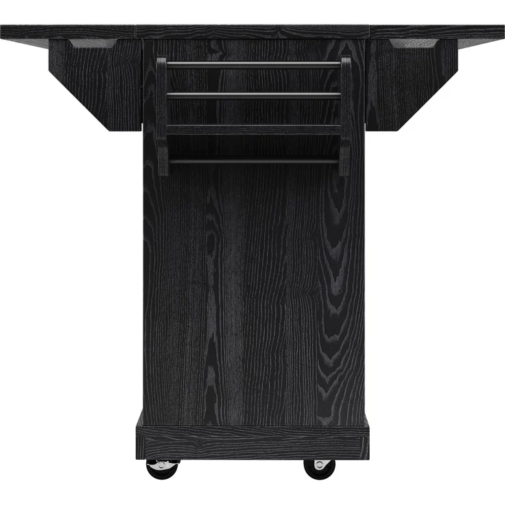 Küchenwagen 142,5 x 40/80 x 95 cm aus MDF und Metall, schwarz, beidseitig erweiterbar – Bild 9