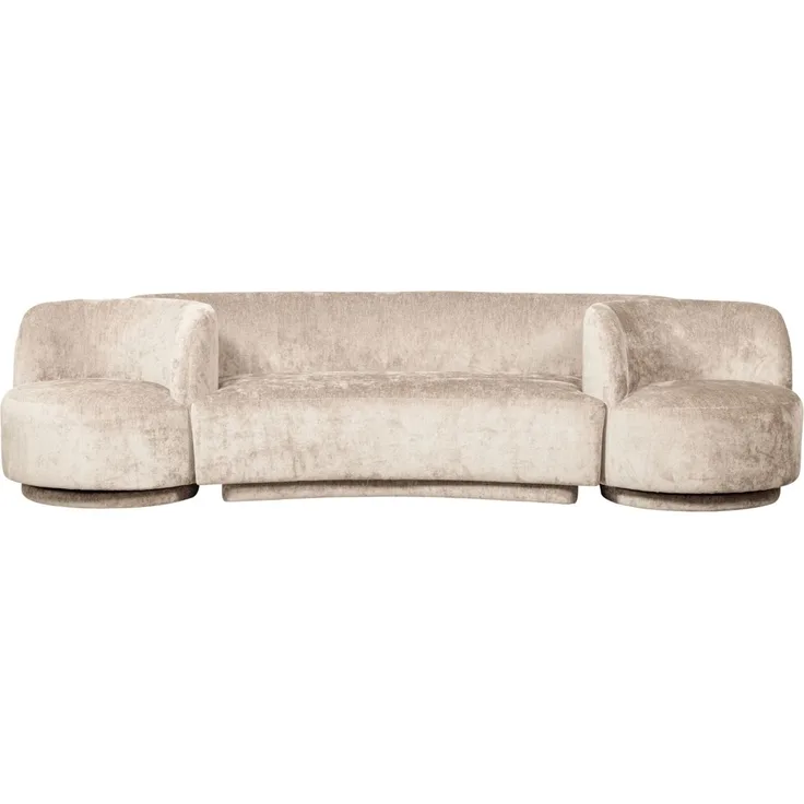 Sofa Combi-Popular aus Chenille-Stoff, modernes Bank-Sessel-Set, Natur, drehbare Sessel