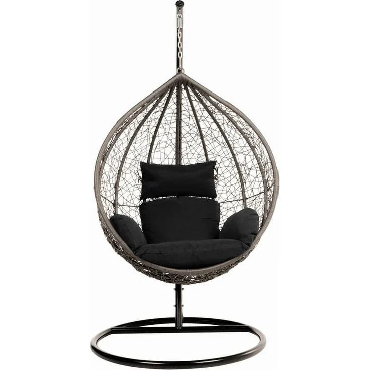 HOME DELUXE Hängesessel CIELO (Inklusive Gestell, Sitz-, Seiten- und Rückenkissen), 123 x 200 cm, Polyrattan, Rattansessel, Outdoor Schwebeliege – Bild 5