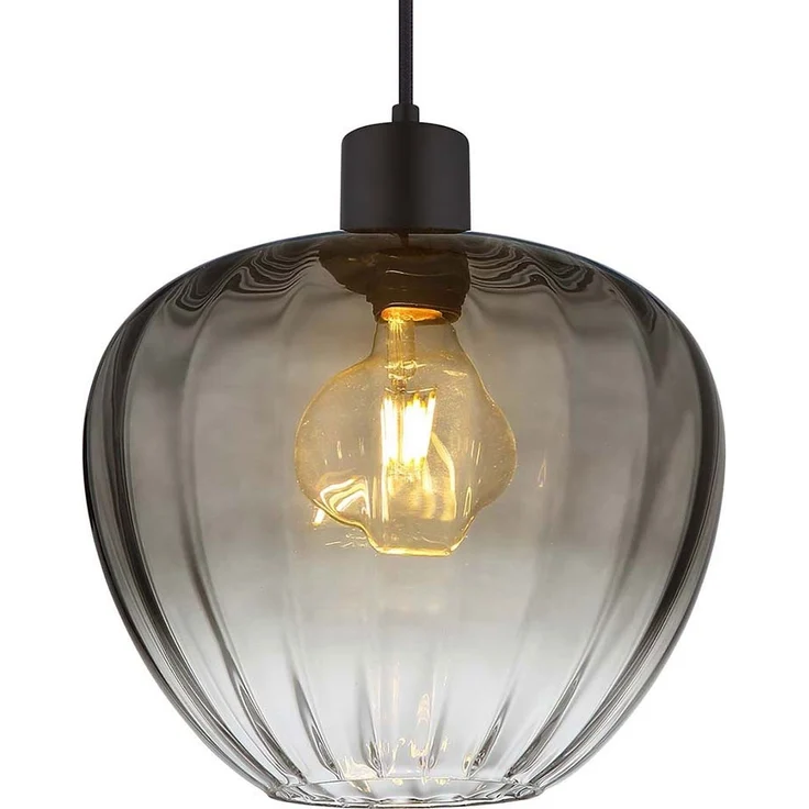 Hängeleuchte, Glas, rauch, schwarz, H 120 cm – Bild 7