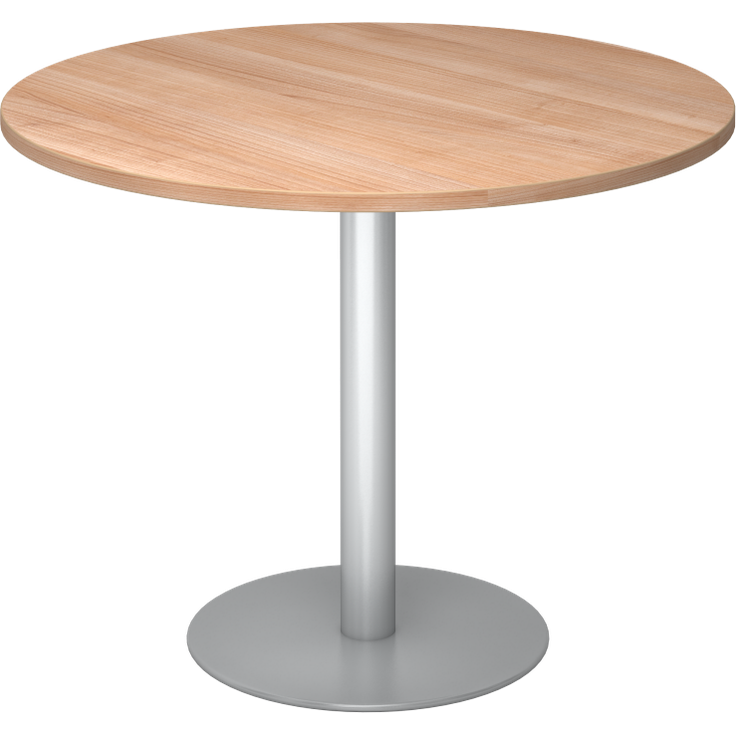 Besprechungstisch STF10 100cm Ø rund Nussbaum Gestellfarbe: Silber