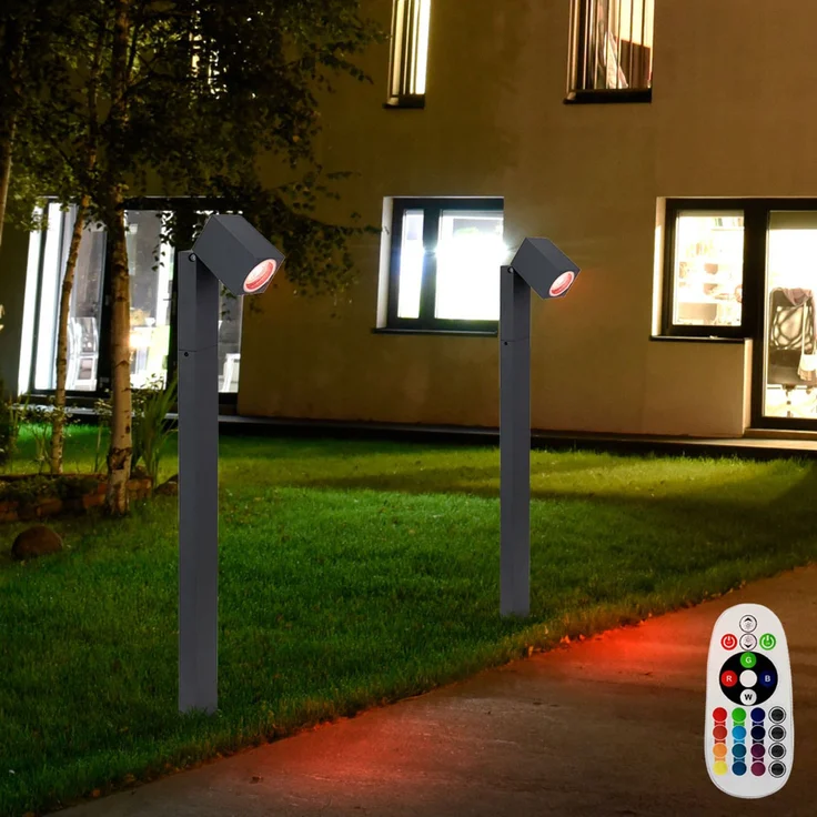 RGB LED Stehleuchte, anthrazit, Glas, Spot beweglich, H 80 cm – Bild 4