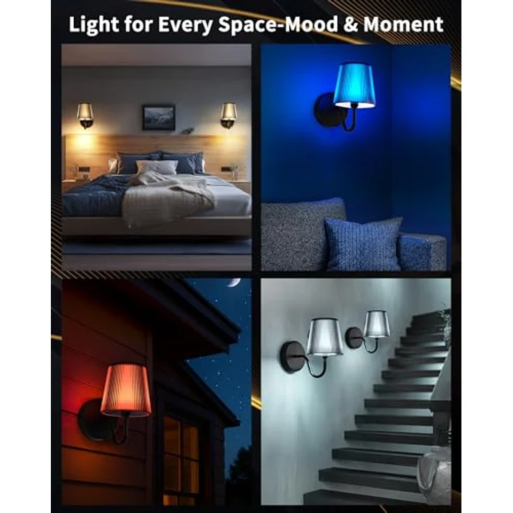LumniexDesigns Wandleuchten Wiederaufladbare Wandlampen für Wohnzimmer RGB und 3 Farbtemperaturen Dimmbar Kabellose Bilderleuchten mit Touch-Steuerung und Fernbedienung für Treppen Flur 1 Stück – Bild 8