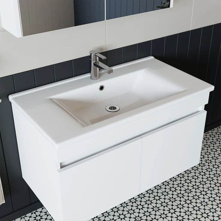 Skye Decor '1049' Badezimmerschrank mit Waschbecken, Mattweiß, 85 x 48 x 45,5 cm – Bild 5