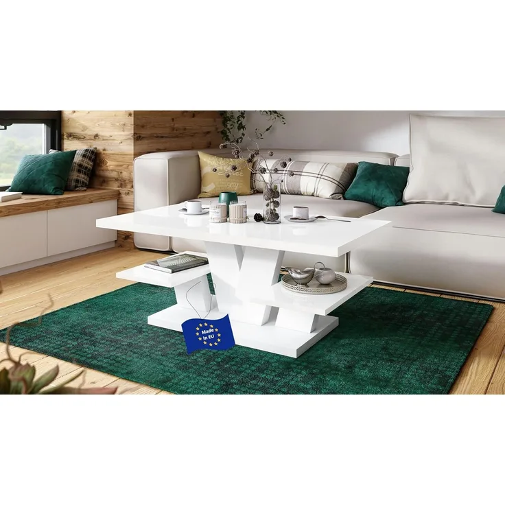designimpex Couchtisch Design Viva Tisch Wohnzimmertisch 110x60x45 cm mit Ablagefläche
