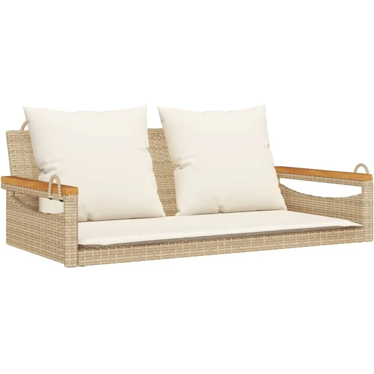 vidaXL Hängebank mit Kissen Beige 109x62x40 cm Poly Rattan 368148 – Bild 2