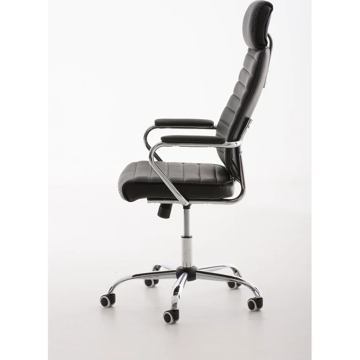 DELUKE® Bürostuhl Ergonomisch FUGOR Schreibtischstuhl mit Rollen Höhenverstellbarer Drehstuhl, Arbeitsstuhl mit Kopfstütze Chefsessel, Computerstuhl 125 kg Schwarz – Bild 2