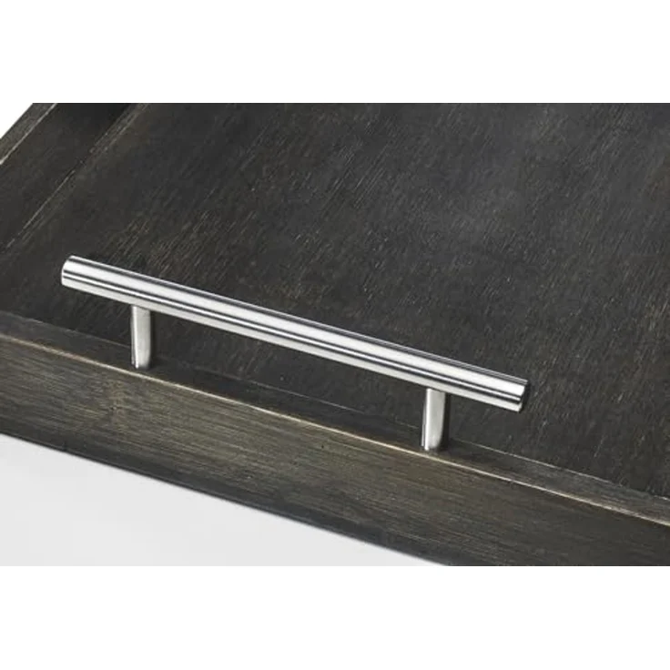 Kobolo Tablett rechteckig aus Bambus mit Metallgriffen - grau, Bambus – Bild 5