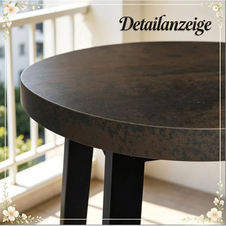 Barhocker-Set 2-teilig, Sitzhöhe 71 cm, in Schwarz/Rost mit Metallgestell und Fußlehne – Bild 7