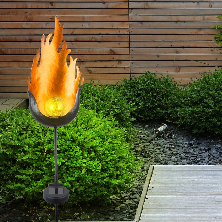 3er Set LED Solarlampen im Flammen Design, Feuereffekt – Bild 10