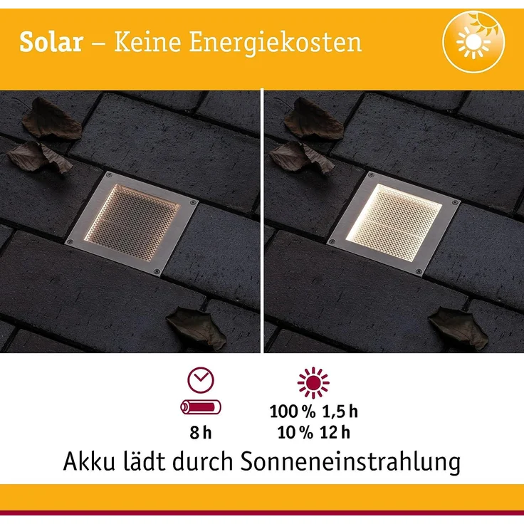 Paulmann No. 94238 Solar LED Bodeneinbauleuchte Aron 10x10 cm mit Bewegungsmelder – Bild 3