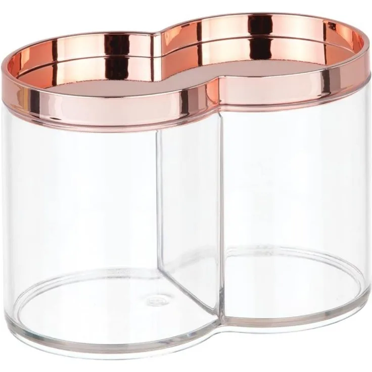 mDesign 2er-Set Kosmetik Organizer Wattepad Spender Aufbewahrung Ablage Roségold