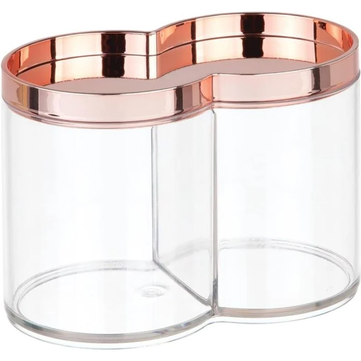 mDesign 2er-Set Kosmetik Organizer Wattepad Spender Aufbewahrung Ablage Roségold – Bild 1
