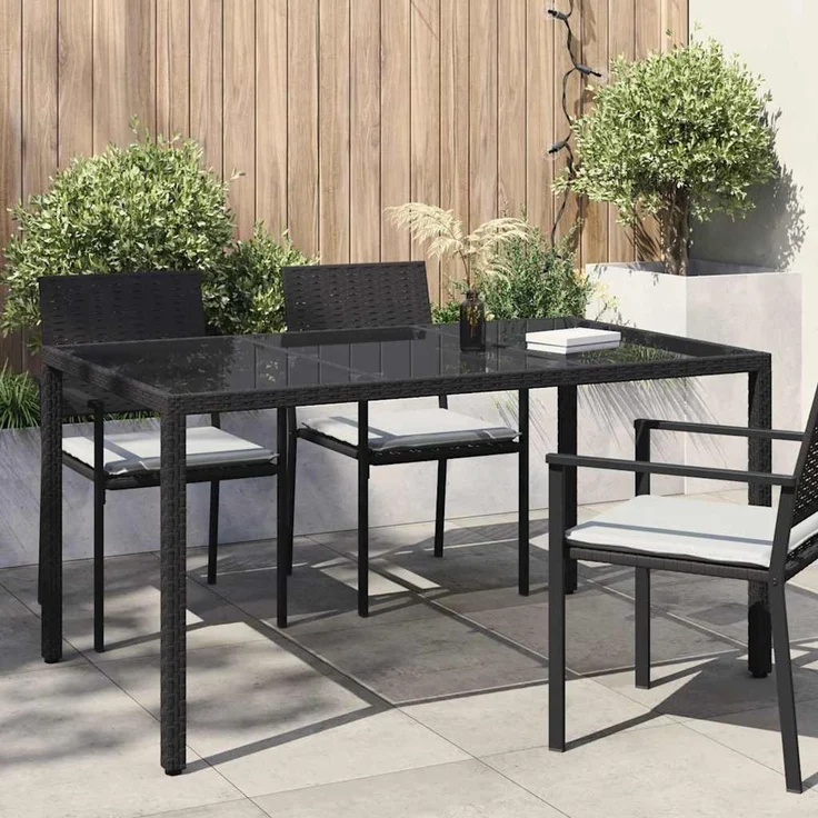 vidaXL Gartentisch Schwarz 150 x 90 x 75 cm Poly-Rattan 362540 – Bild 1