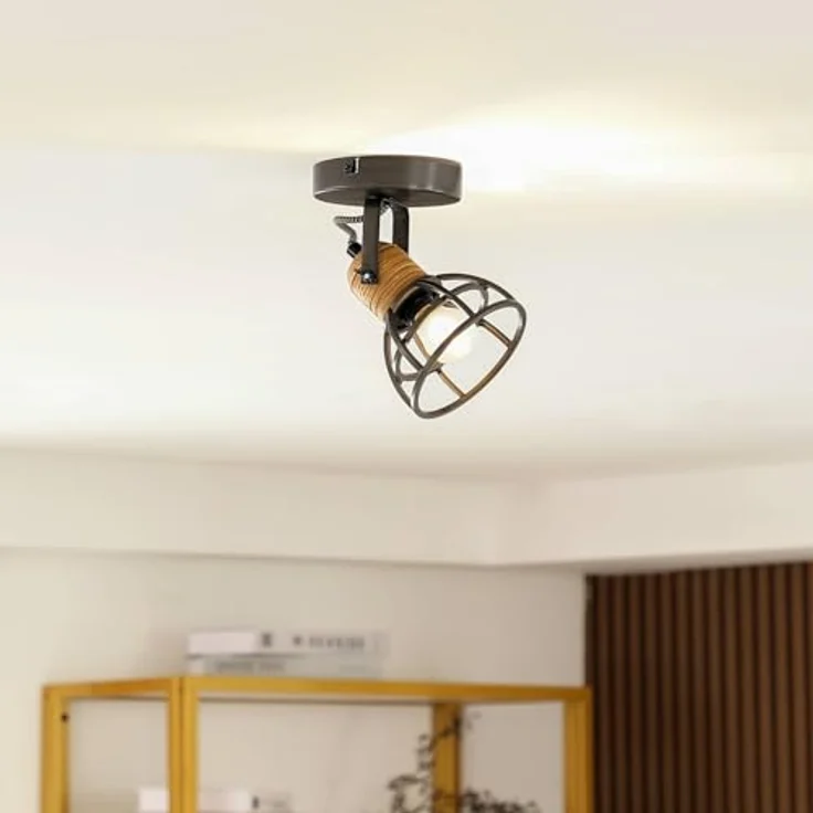 Lindby Strahler Arinthea, Deckenstrahler im Landhausstil, vintage-rustikal, 1-flammig E14, schwarz, Metall  – Bild 2