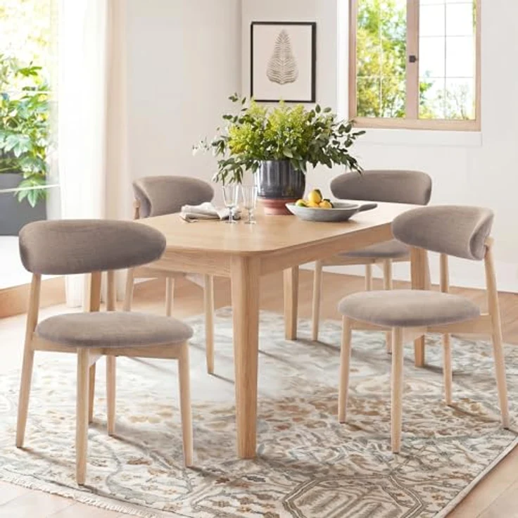 COLAMY Küchenstuhl Esszimmerstühle 4er Set, Moderne Polsterstühle mit Fester Rückenlehne, Stoffbezug, ideal für Esszimmer, Küche, Restaurant, Holzbein in Naturholzfarbe, Kamel – Bild 1