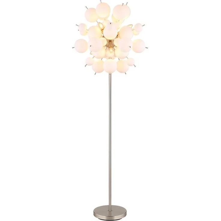 GLOBO LIGHTING Stehlampe, Leuchtmittel nicht inklusive, Stehleuchte Standlampe Wohnzimmerlampe Glaskugeln Metall Nickel-matt H – Bild 4