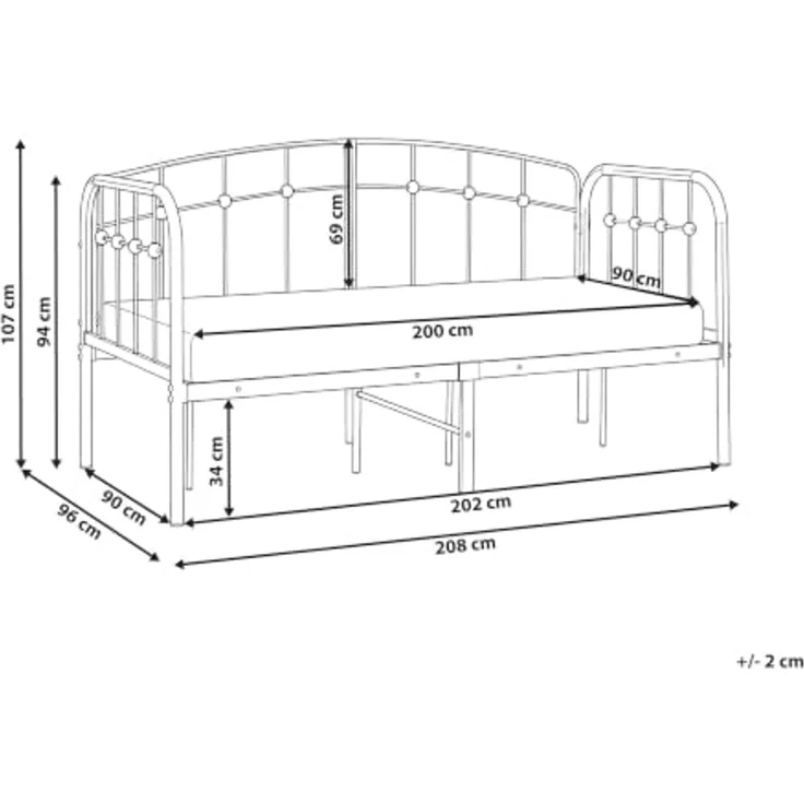 Tagesbett Metall ARRIEN 90 x 200 cm Schwarz – Bild 3
