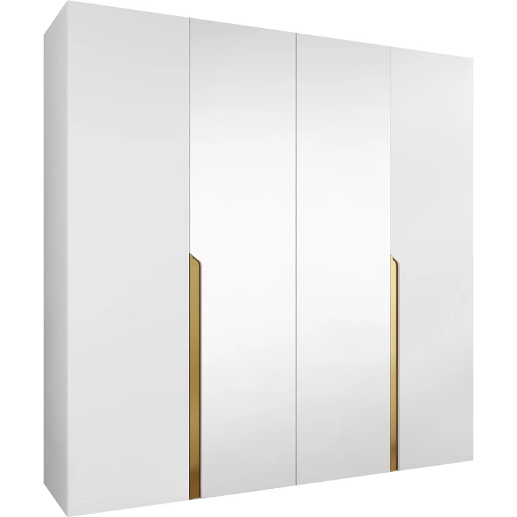 Kleiderschrank Veluna II 200 (Farbe: Weiß / Weiß + Gold) – Bild 1
