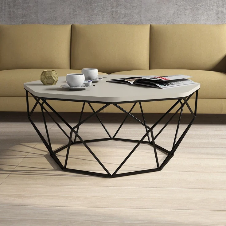 Skye Decor 'Diamond - Cream' Couchtisch, Creme, 90 x 38 x 90 cm – Bild 2