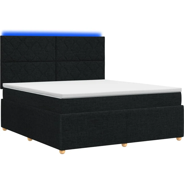 vidaXL LED Boxspringbett mit Matratze Schwarz 140x200 cm Stoff 3455883 – Bild 2