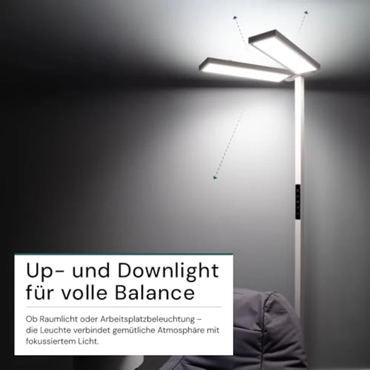 LUXULA LED-Büro-Stehleuchte, Up/Down, 120W, 4000K, EEK: F, 8500lm, IP20, dimmbar, weiß – Bild 5