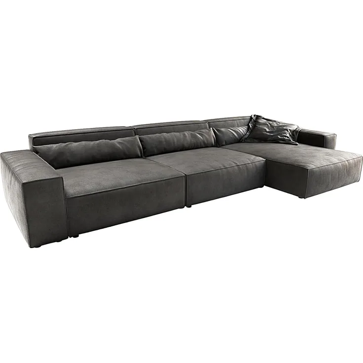 Ecksofa Sirpio XL 370x170 cm Lederimitat Vintage Anthrazit