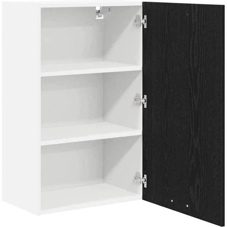 Küchen-Hängeschrank, Wandschrank mit Tür Schwarze Eiche und Weiß 50 x 31 x 80 cm – Bild 5