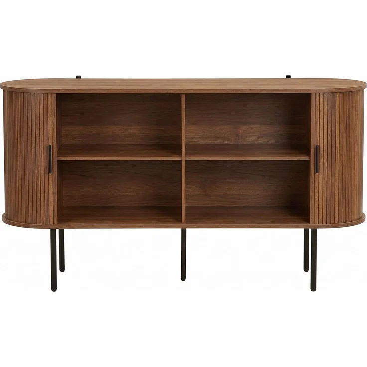 Merax Sideboard mit Rolljalousie-Türen, Aluminiumgriffen & Eisenbeinen – Vielseitiger Aufbewahrungsschrank für Wohnzimmer, Esszimmer & moderne Einrichtung – Bild 8