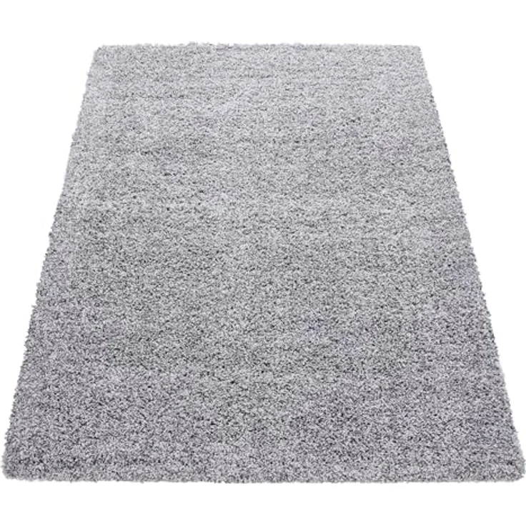 Carpetsale24 Shaggy Hochflor Teppich 60x110 cm Hellgrau weich flauschig modern einfarbig Für Flur oder kleine Räume für Wohnzimmer Schlafzimmer Flur – Bild 2