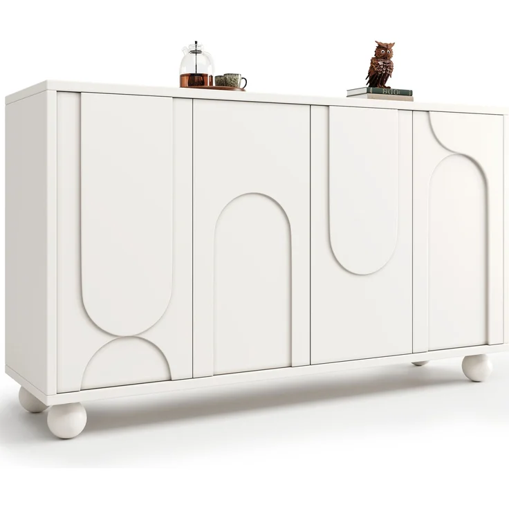 Sideboard 120x35x71 cm mit verstellbarer Ablage – weiß, MDF und Metall – Bild 7
