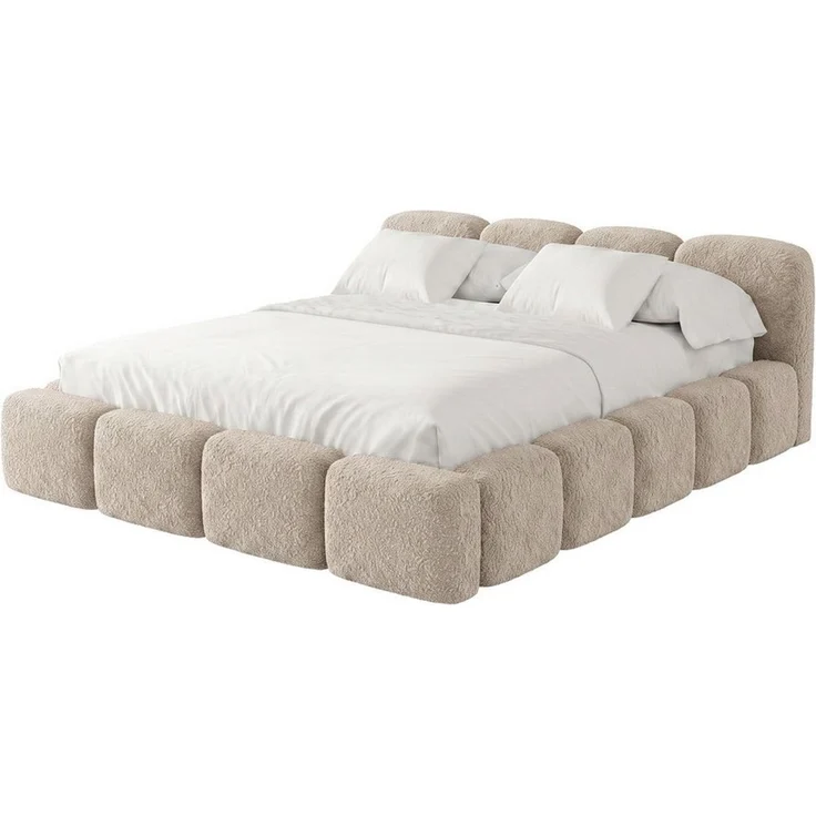 Muffo Polsterbett SUENO Metalllattenrost, Bettkasten, Bouclé-Stoff (Ein Doppelbett 140x200 / 160x200 / 180x200 / 200x200 cm), mit Kopfteil Frei Verwendungsstelle, Metalllattenrost – Bild 4