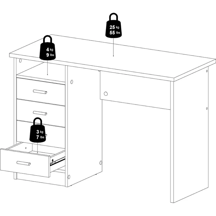 Dmora - Schreibtisch Rachel, Mehrzweckschreibtisch, B?rotisch f?r PC, Eckschreibtisch, 110x49 h76 cm, Eiche – Bild 4