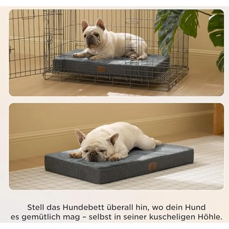 BEDSURE orthopädisches Hundekissen mittelgroße Hunde - 74 x 46 x 8 cm waschbares Hundebett mit 2 in 1 Memoryschaum, kuscheliges Hundematte Hundematratze in größe, dunkelgrau – Bild 6