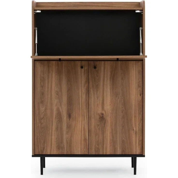 Lomadox Barschrank VAREDO-132 in Eiche Nb. Wohnzimmer Möbel im modernen Vintage Design 90/140/40 cm – Bild 6