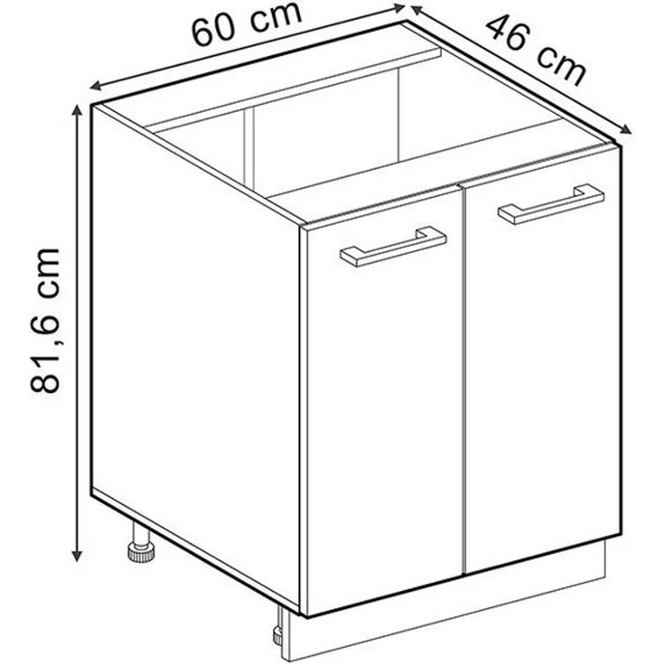 Küchenunterschrank R-Line Schwarz Hochglanz 60 cm ohne Arbeitsplatte Vicco – Bild 2