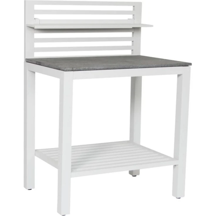 Outdoor Küche Bellac von Brafab aus Aluminium und Stein, modern, Weiß und Grau, inkl. Regal – Bild 1