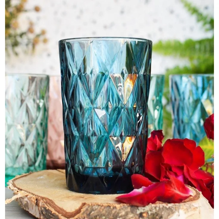6 Bunte Trinkgläser 350ml Wassergläser Saftgläser Longdrinkgläser Cocktailgläser – Bild 3