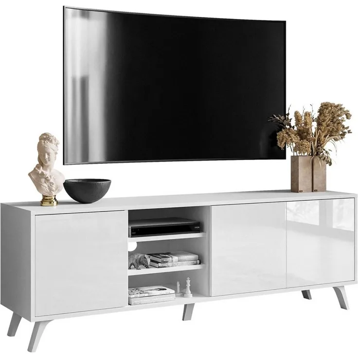 Lookway TV-Schrank SANAYI auf Beinen mit Ablagefächern 156x38x54 cm