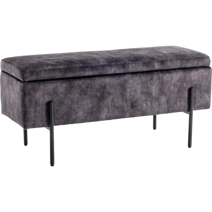 riess-ambiente Sitzbank LOFT 100cm grau (Einzelartikel, 1-St), Wohnzimmer · Samt · Metall · mit Stauraum · Flur · Schlafzimmer