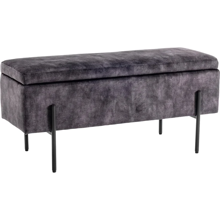 riess-ambiente Sitzbank LOFT 100cm grau (Einzelartikel, 1-St), Wohnzimmer · Samt · Metall · mit Stauraum · Flur · Schlafzimmer – Bild 1