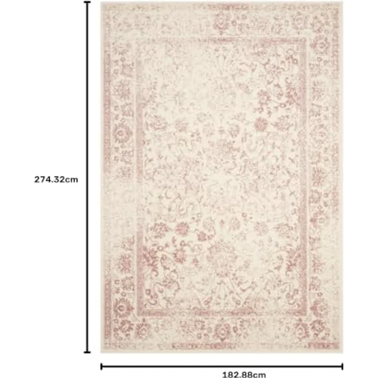 Safavieh Teppich 183x274 cm - Adirondack Collection - Transitional Design, Elfenbein & Rosa, Pflegeleichte Synthetikmischung, Ideal für Wohnzimmer, Schlafzimmer, Büro – Bild 2