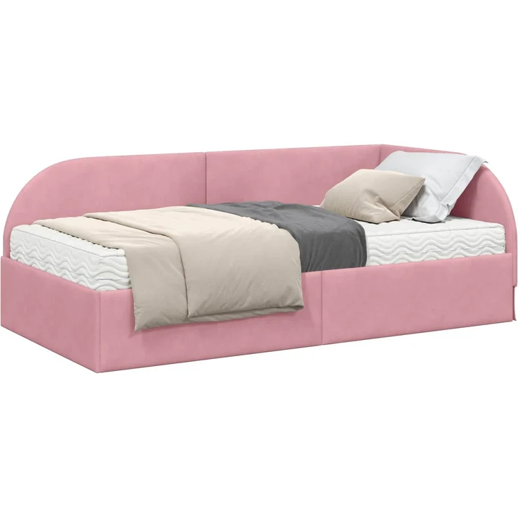 vidaXL Eckbettgestell mit Matratze 2 stk. Rosa 100 x 200 cm Samt 3394207 – Bild 2