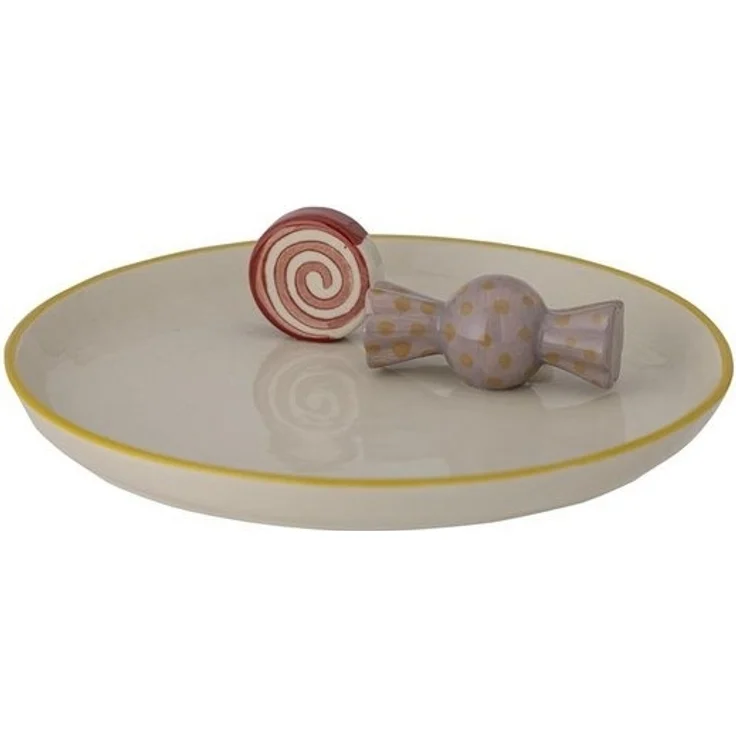 Bloomingville Tablett Mylie, mit Bonbon und Lutscher, aus Steingut, 23 x 5 cm, Handbemalt – Bild 3