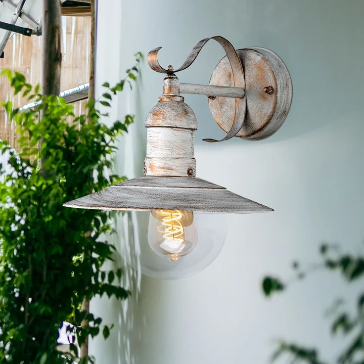 Wandleuchte, IP44, Landhausstil, weiß, gold, H 25,6cm – Bild 3