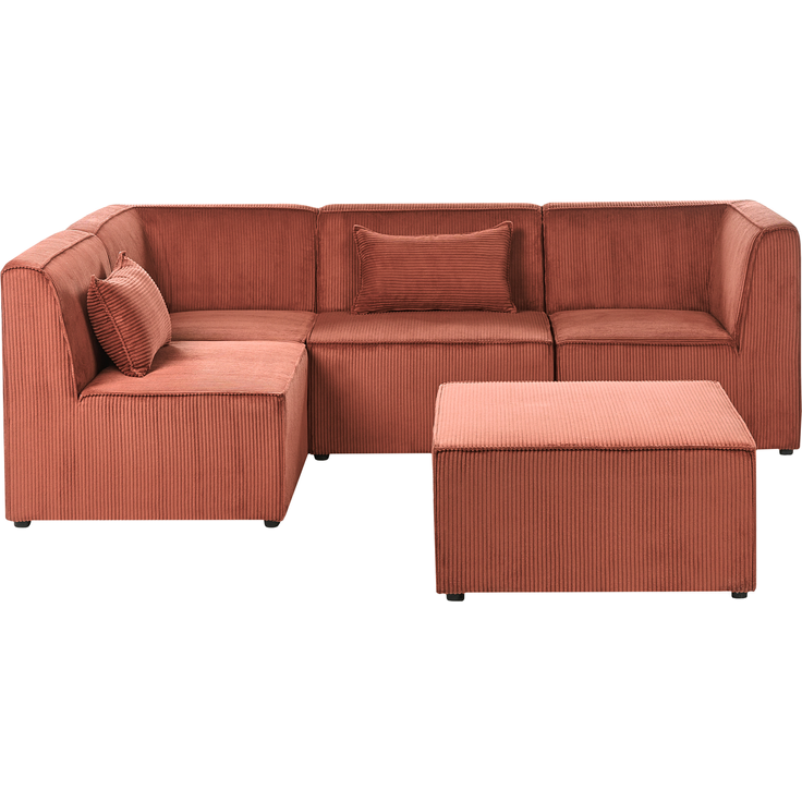 Modul Ecksofa 4-Sitzer LEMVIG Cord Dunkelrot linksseitig – Bild 4